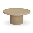 Pemberly Row Faux Travertine Indoor/Outdoor Concrete Round Coffee Table