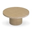 Pemberly Row Faux Travertine Indoor/Outdoor Concrete Round Coffee Table