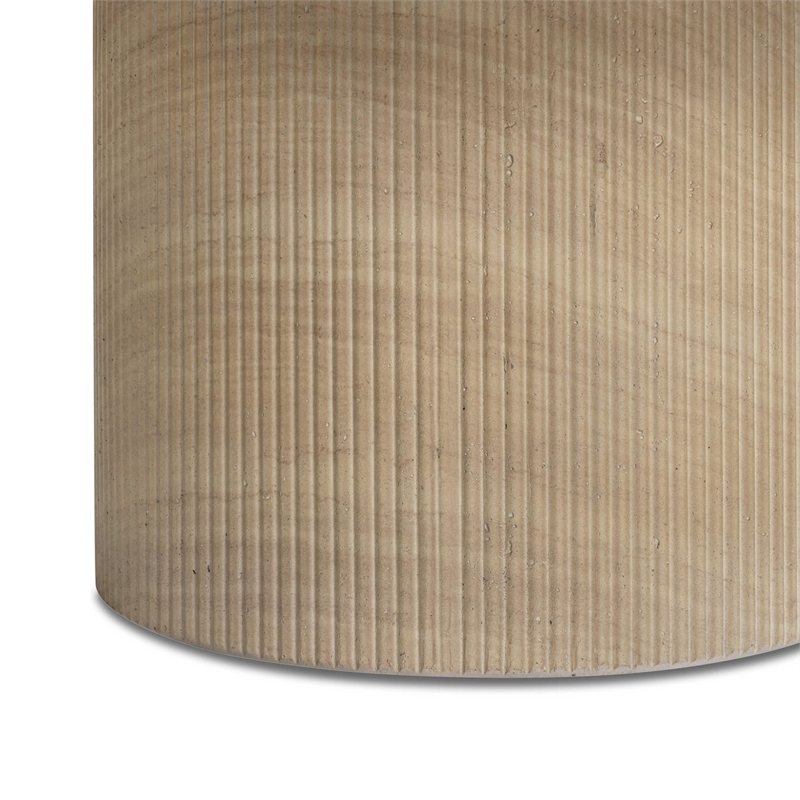 Pemberly Row Faux Travertine Indoor/Outdoor Concrete Round Coffee Table