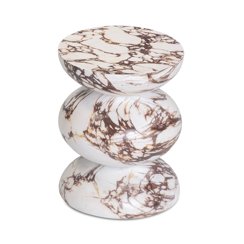 Pemberly Row Red Faux Marble Indoor/Outdoor Concrete Side Table