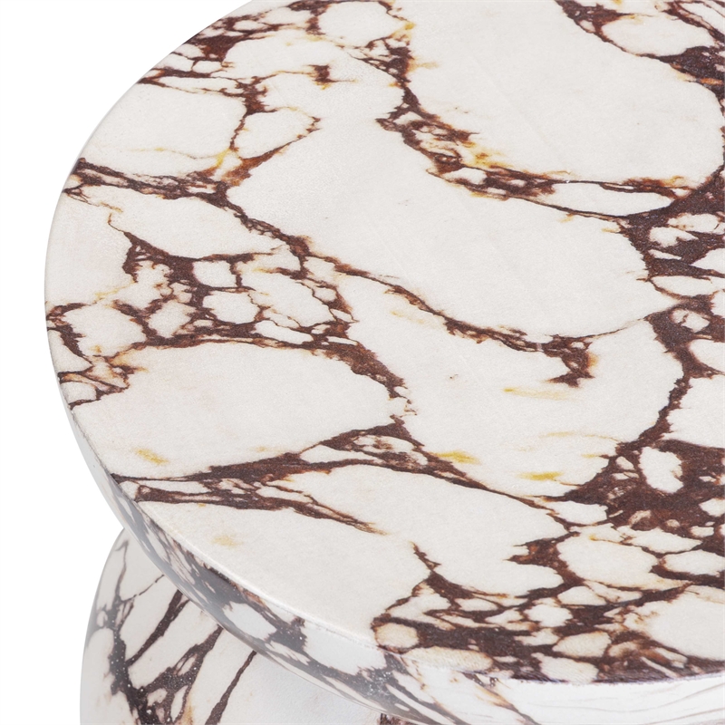 Pemberly Row Red Faux Marble Indoor/Outdoor Concrete Side Table