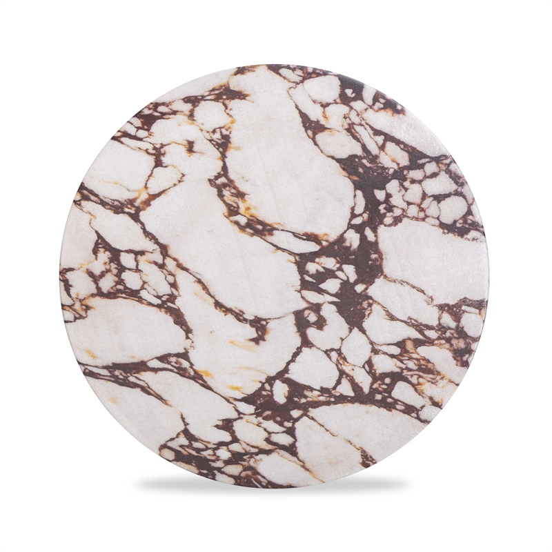 Pemberly Row Red Faux Marble Indoor/Outdoor Concrete Side Table