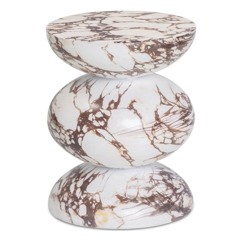 Pemberly Row Red Faux Marble Indoor/Outdoor Concrete Side Table