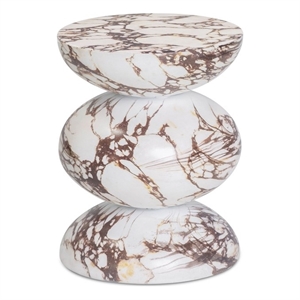 Pemberly Row Red Faux Marble Indoor/Outdoor Concrete Side Table