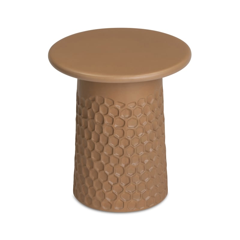 Pemberly Row Terracotta Chiseled Concrete Indoor/Outdoor Side Table