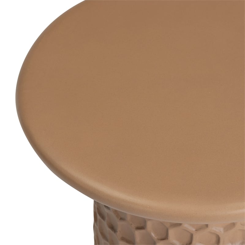 Pemberly Row Terracotta Chiseled Concrete Indoor/Outdoor Side Table
