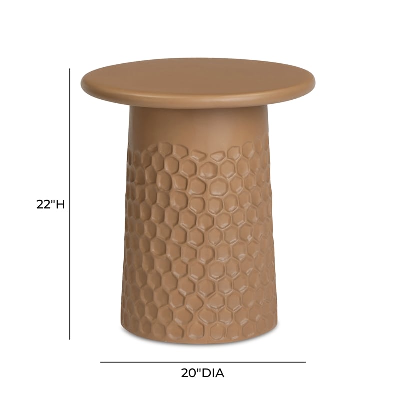 Pemberly Row Terracotta Chiseled Concrete Indoor/Outdoor Side Table