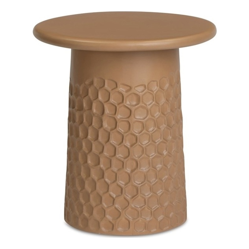Pemberly Row Terracotta Chiseled Concrete Indoor/Outdoor Side Table