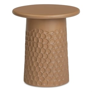 Pemberly Row Terracotta Chiseled Concrete Indoor/Outdoor Side Table