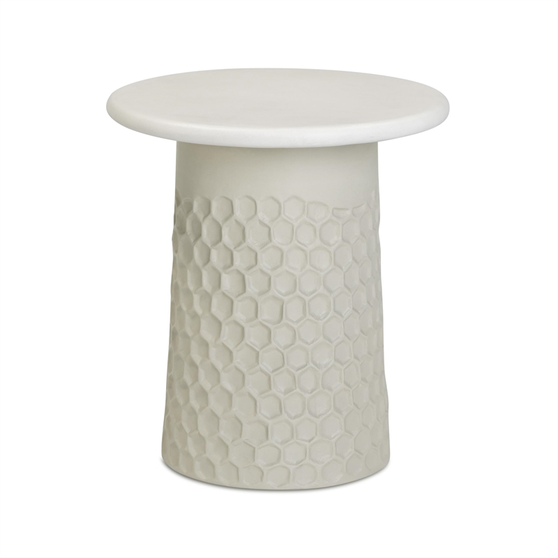 Pemberly Row Antique White Chiseled Concrete Indoor/Outdoor Side Table