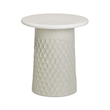 Pemberly Row Antique White Chiseled Concrete Indoor/Outdoor Side Table