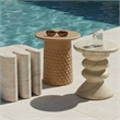 Pemberly Row Faux Travertine Indoor/Outdoor Concrete Side Table