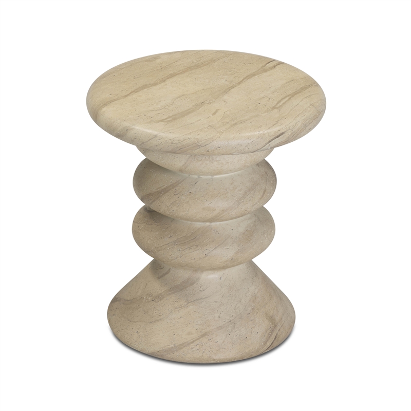 Pemberly Row Faux Travertine Indoor/Outdoor Concrete Side Table