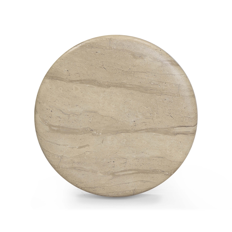 Pemberly Row Faux Travertine Indoor/Outdoor Concrete Side Table