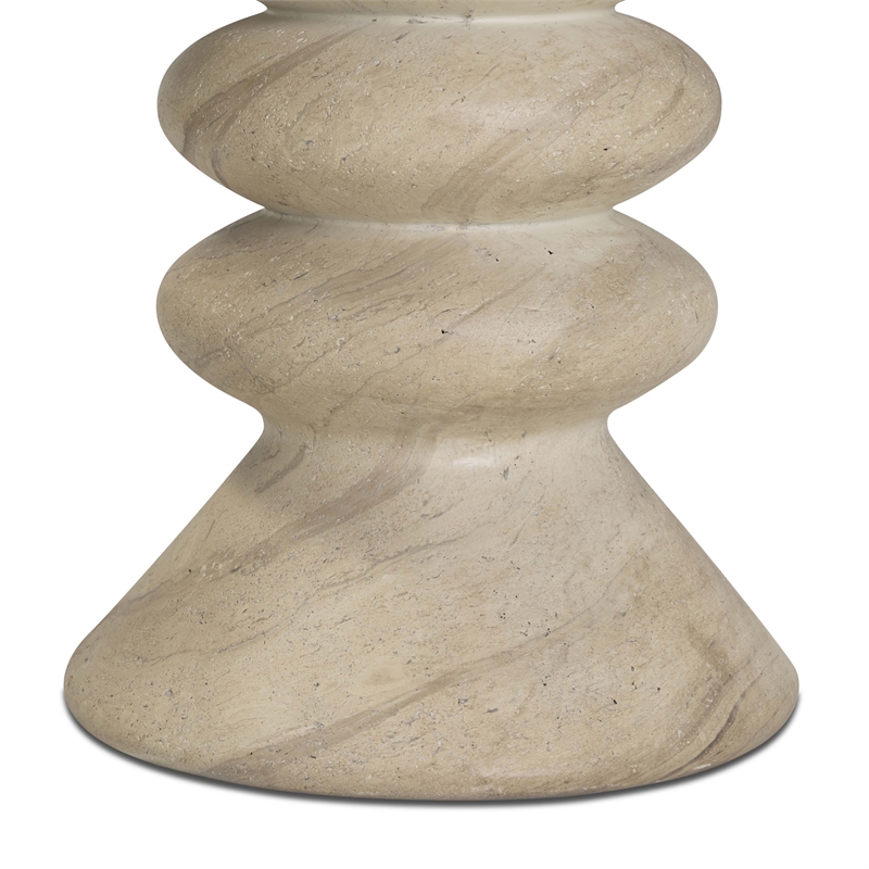 Pemberly Row Faux Travertine Indoor/Outdoor Concrete Side Table