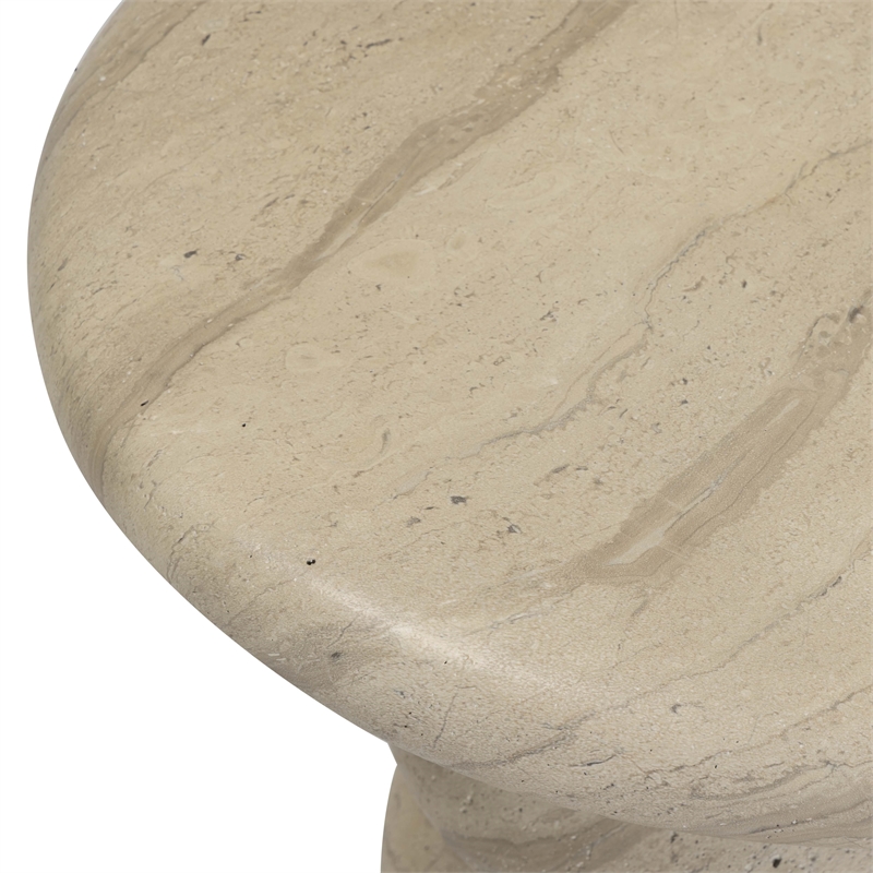 Pemberly Row Faux Travertine Indoor/Outdoor Concrete Side Table