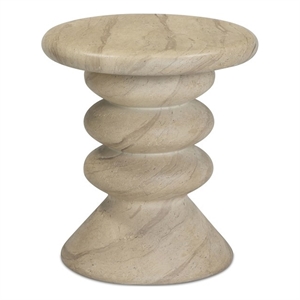 Pemberly Row Faux Travertine Indoor/Outdoor Concrete Side Table