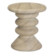 Pemberly Row Faux Travertine Indoor/Outdoor Concrete Side Table