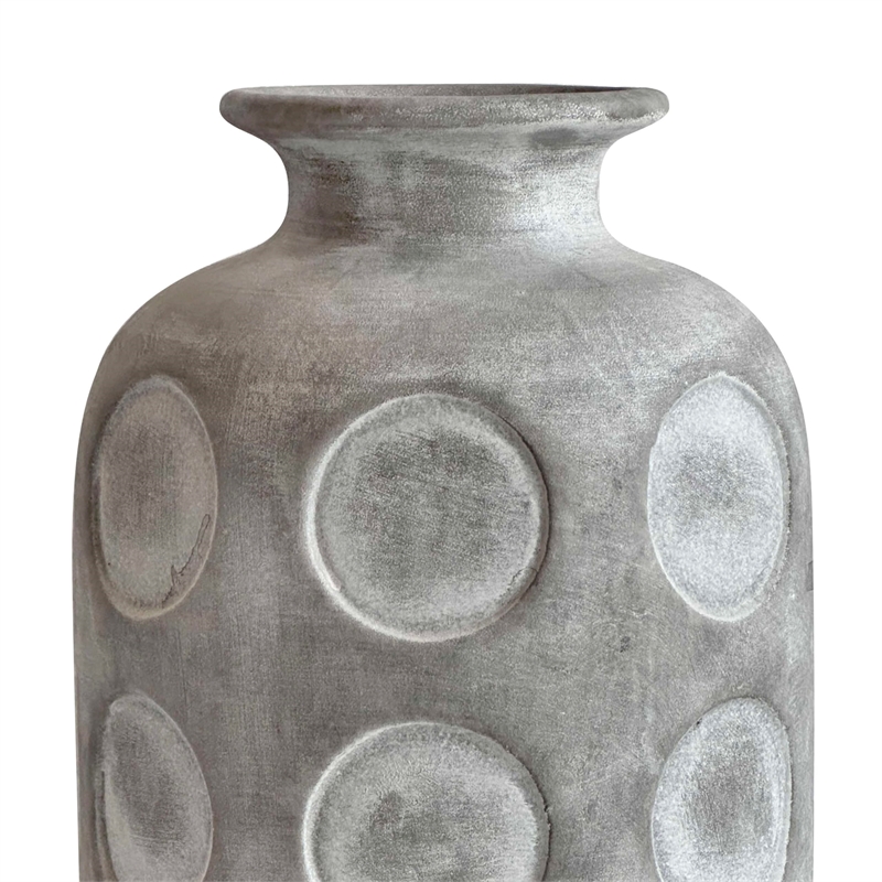 Pemberly Row Contemporary Earthenware Aztec Tub Flower Vase in Gray