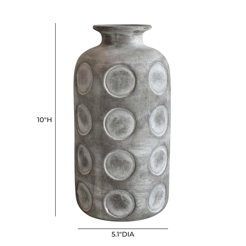 Pemberly Row Contemporary Earthenware Aztec Tub Flower Vase in Gray