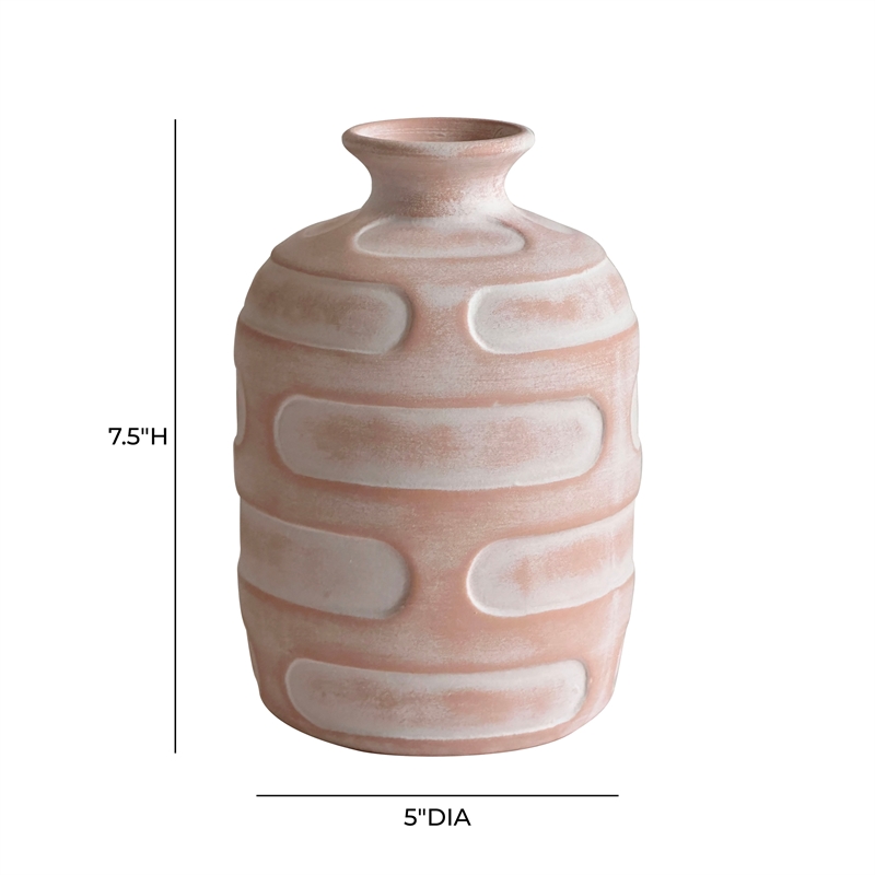 Pemberly Row Contemporary Earthenware Retro Vase in Terracotta