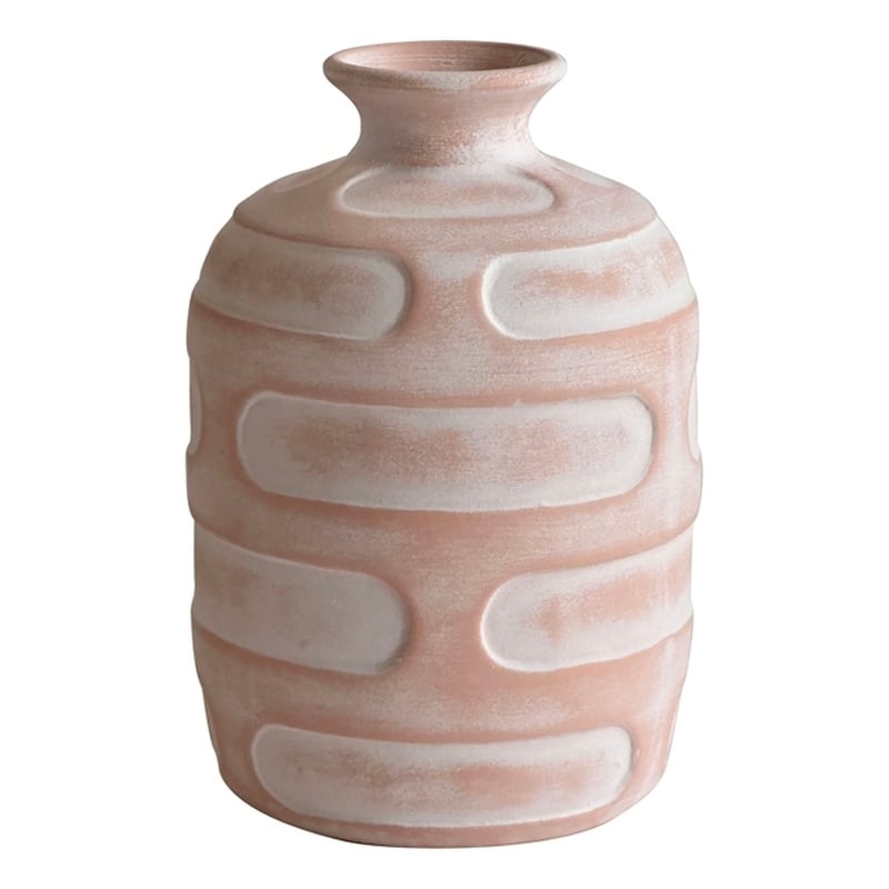Pemberly Row Contemporary Earthenware Retro Vase in Terracotta