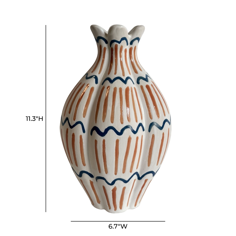 Pemberly Row Contemporary Accent Ceramic Roman Coral Vase in Multi-Color