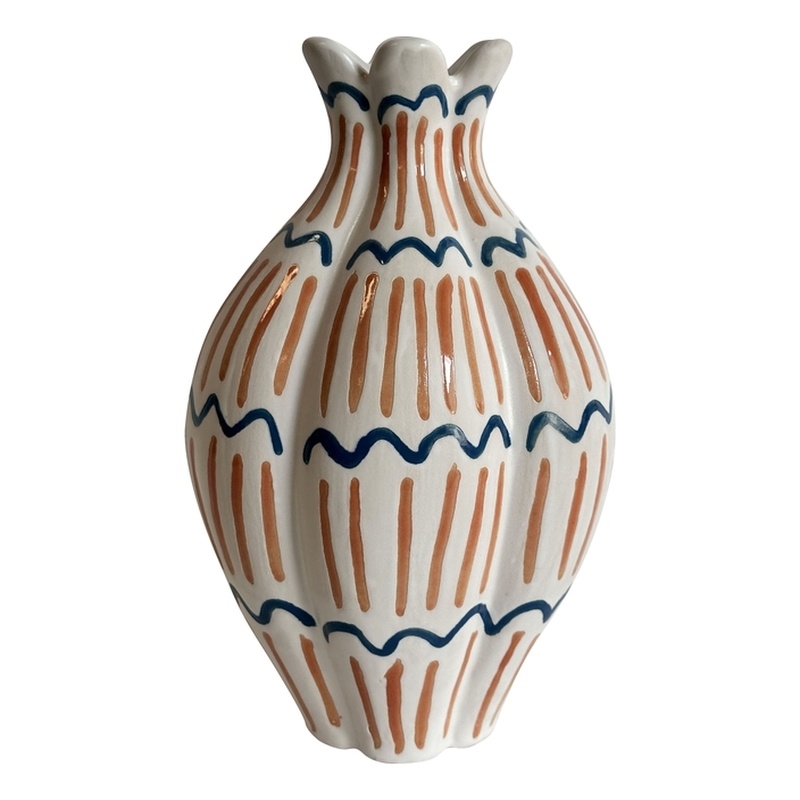 Pemberly Row Contemporary Accent Ceramic Roman Coral Vase in Multi-Color