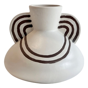 Pemberly Row Contemporary Accent Ceramic Line Art Wide-Bodied Vase