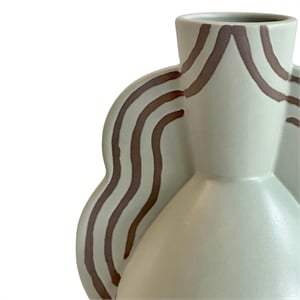 Pemberly Row Contemporary Accent Ceramic Line Art Artisanal Wavy Vase