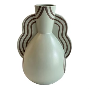 Pemberly Row Contemporary Accent Ceramic Line Art Artisanal Wavy Vase