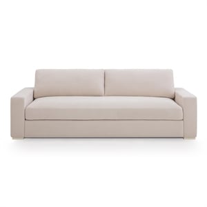 Pemberly Row Contemporary Accent Cream Chenille 96 inch Sofa