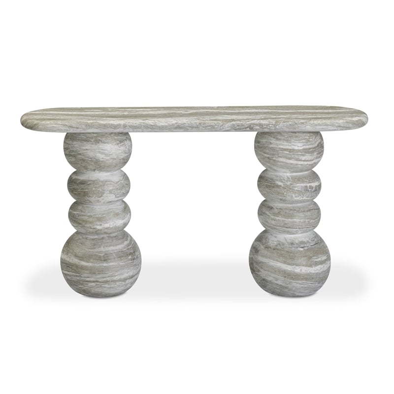 Pemberly Row Faux Stone Indoor/Outdoor Concrete Console Table