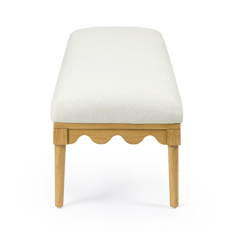 Pemberly Row Contemporary Cream Vegan Mohair Upholstered Bench