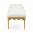 Pemberly Row Contemporary Cream Vegan Mohair Upholstered Bench