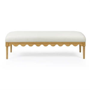 Pemberly Row Contemporary Cream Vegan Mohair Upholstered Bench