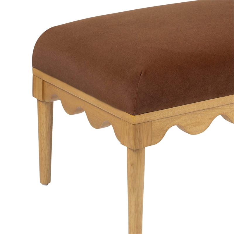 Pemberly Row Contemporary Bronze Vegan Mohair Upholstered Bench