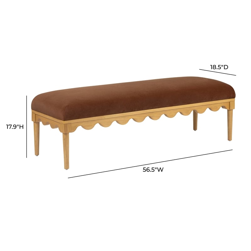 Pemberly Row Contemporary Bronze Vegan Mohair Upholstered Bench