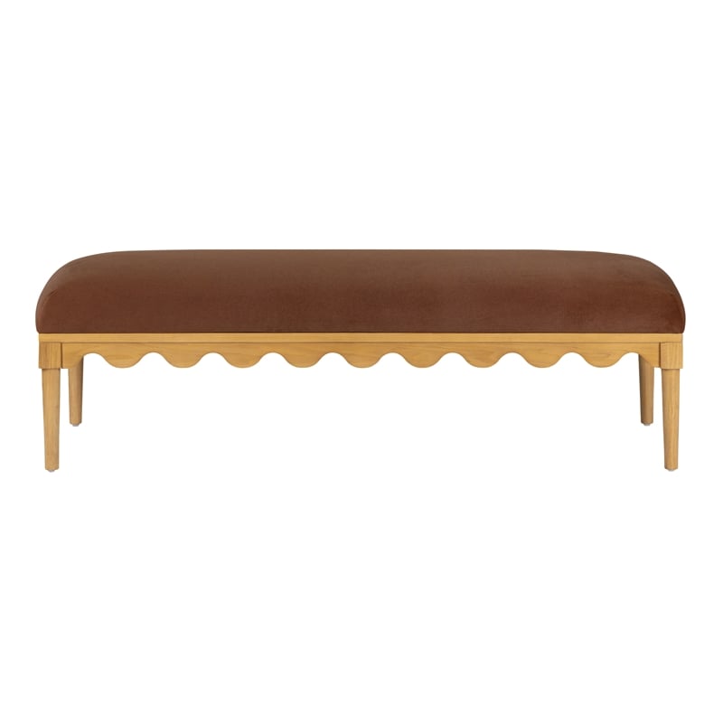 Pemberly Row Contemporary Bronze Vegan Mohair Upholstered Bench