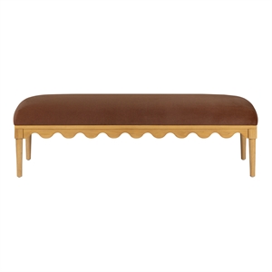 Pemberly Row Contemporary Bronze Vegan Mohair Upholstered Bench