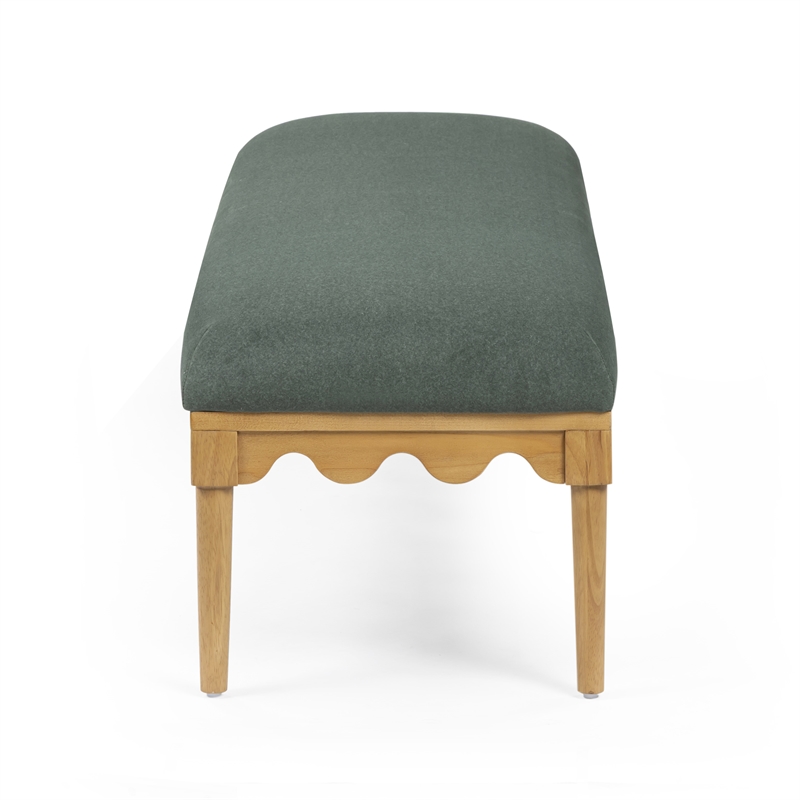 Pemberly Row Contemporary Green Vegan Mohair Upholstered Bench