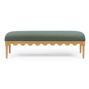 Pemberly Row Contemporary Green Vegan Mohair Upholstered Bench