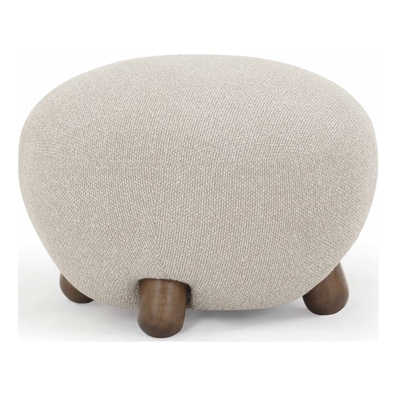 Pemberly Row Contemporary Warm Gray Boucle Upholstered Ottoman