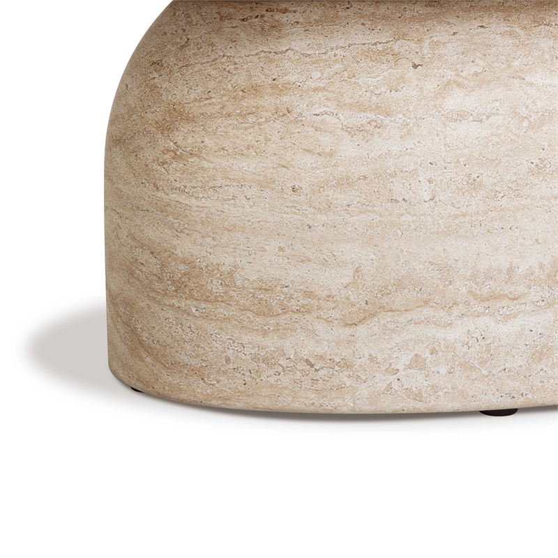 Pemberly Row Faux Travertine Indoor/Outdoor Concrete Coffee Table