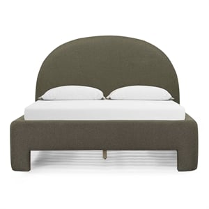 Pemberly Row Contemporary Accent Kale Green Boucle Queen Bed