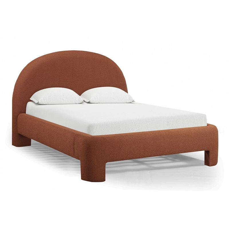 Pemberly Row Contemporary Accent Autumn Red Boucle Queen Bed
