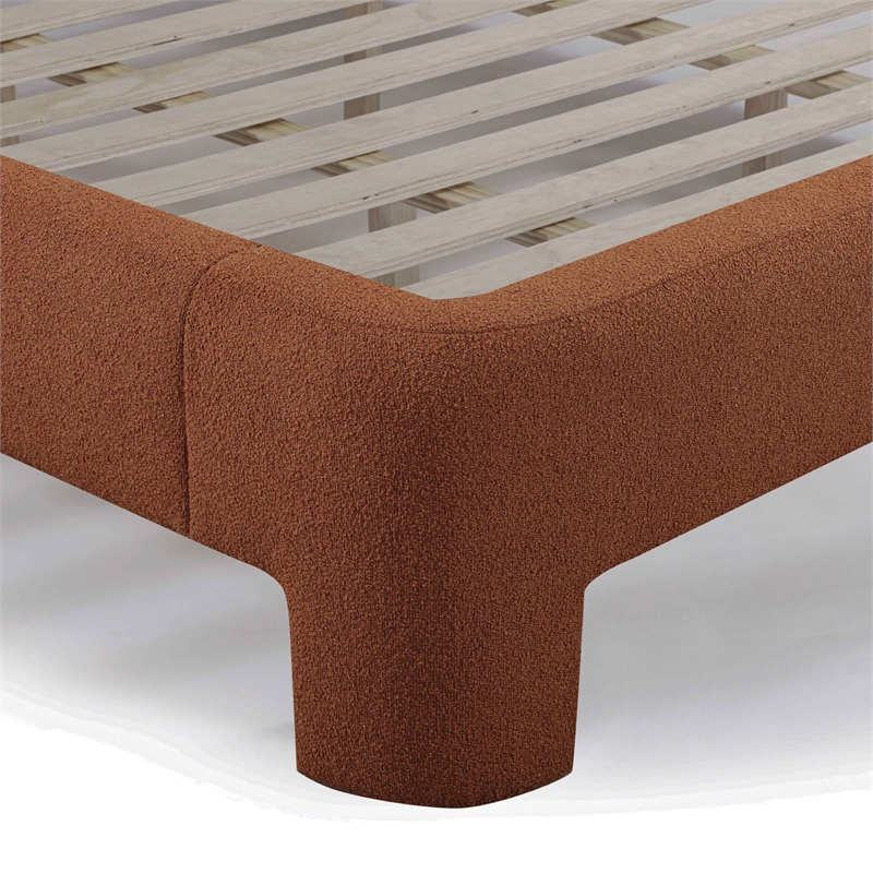 Pemberly Row Contemporary Accent Autumn Red Boucle Queen Bed