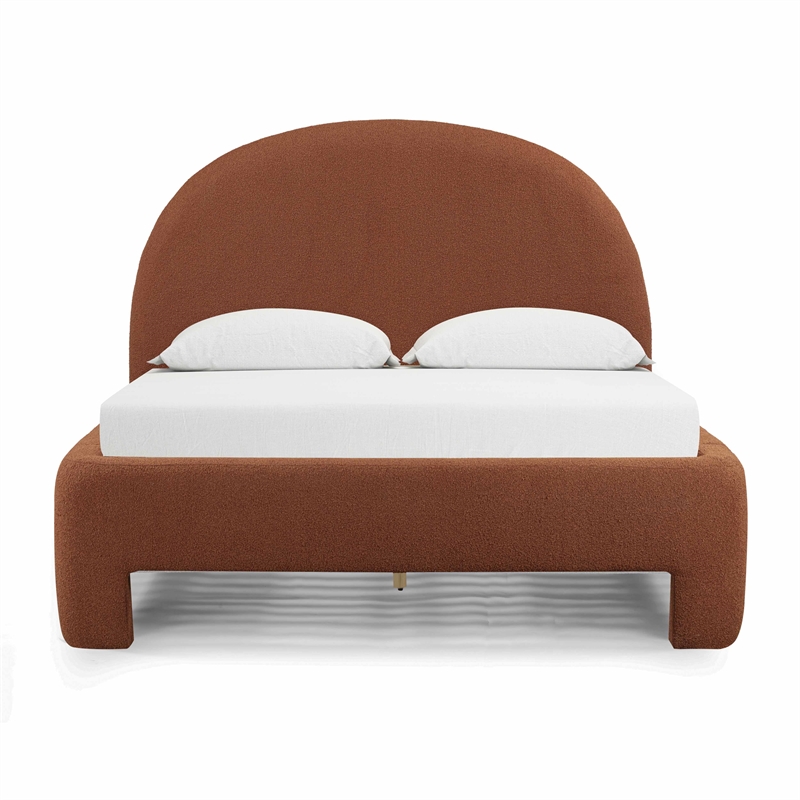 Pemberly Row Contemporary Accent Autumn Red Boucle Queen Bed