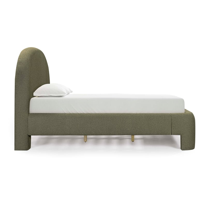 Pemberly Row Contemporary Accent Kale Green Finish Boucle King Bed