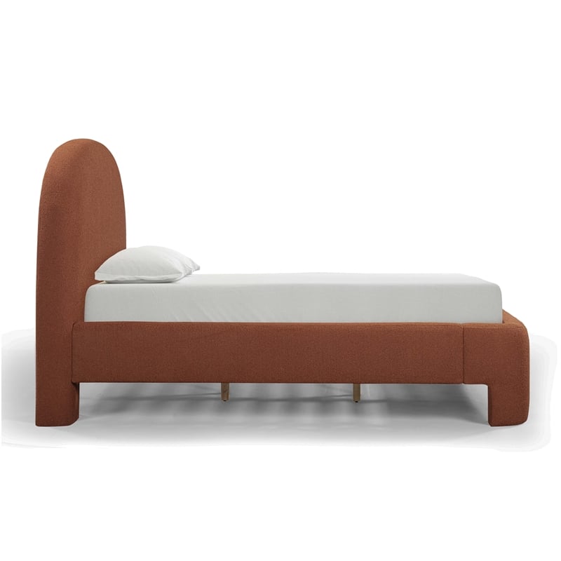 Pemberly Row Contemporary Accent Autumn Red Finish Boucle King Bed